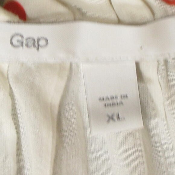 Gap White/Coral Patterned Cotton Short Sleeve Tie Front Blouse Size XL - Picture 7 of 7